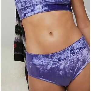Anthropologie Blue Velvet Briefs Medium Soft Stretch Lounge Balletcore Boho Chic